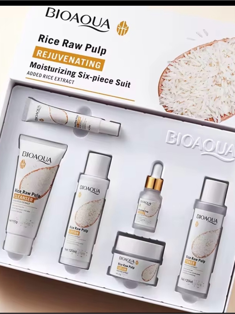 BIOAQUA Rice Raw Pulp Rejuvenating Six-Piece Moisturizing Set